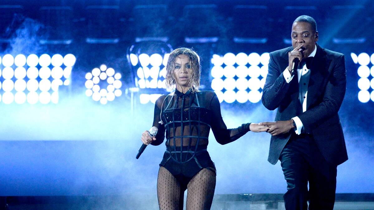 Singer Beyonce and rapper Jay Z perform onstage during the 56th GRAMMY Awards at Staples Center on January 26, 2014 in Los Angeles, California. Photo: GETTY IMAGES