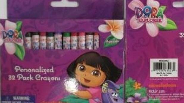 Dora Explorer packaged crayons were among those being sold with asbestos in the wax. Photo: Supplied: ACCC