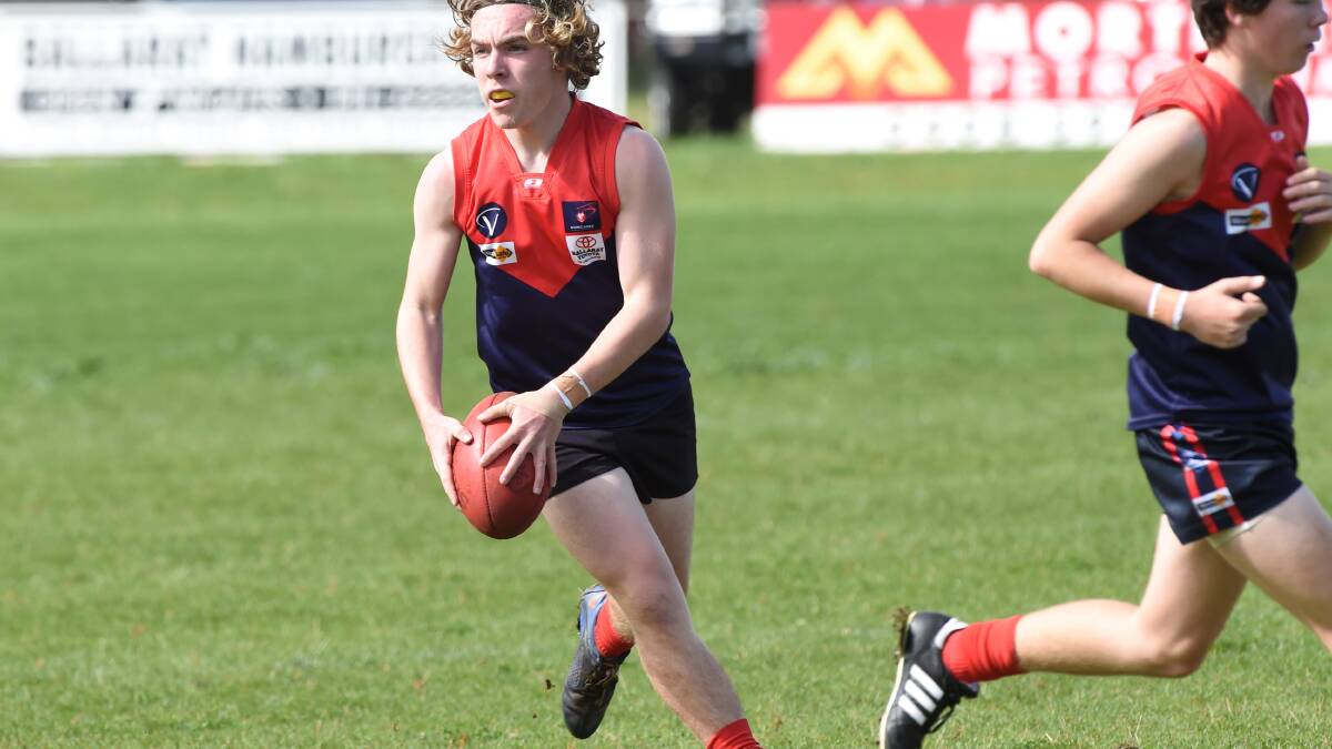 CHFL under-17.5:   Harry Cousens (Bungaree) v Newlyn. Photo: Lachlan Bence   