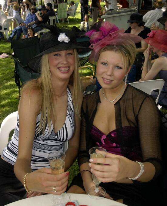 Emma Petch and Laura Petch of Ballarat enjoy some bubbly