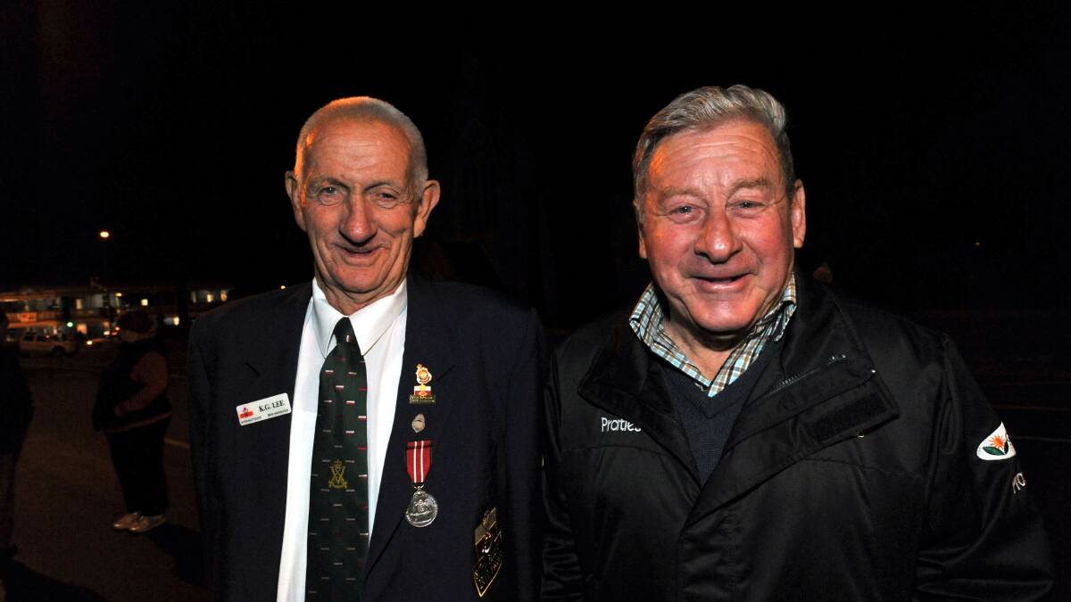 Ken Lee and Ian Nunn at the dawn service. PICTURE: JEREMY BANNISTER