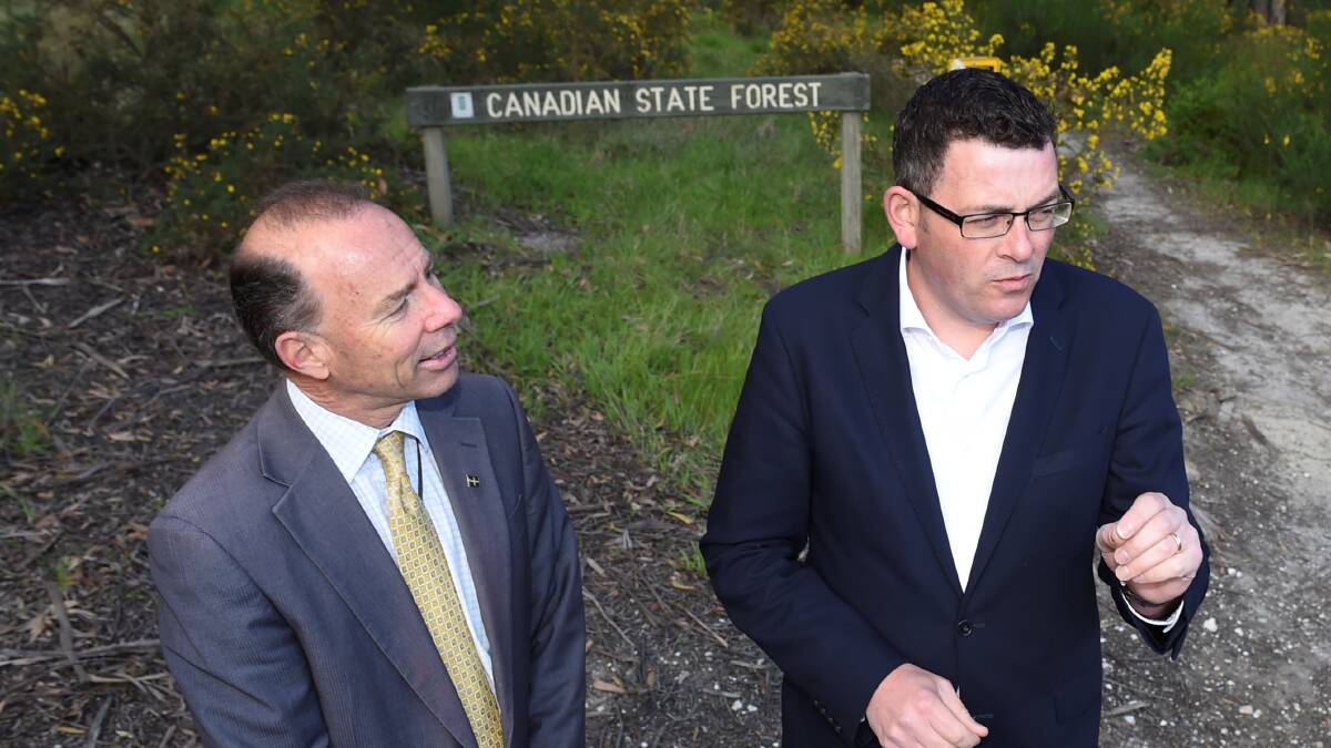 Geoff Howard with opposition leader Daniel Andrews earlier this year.