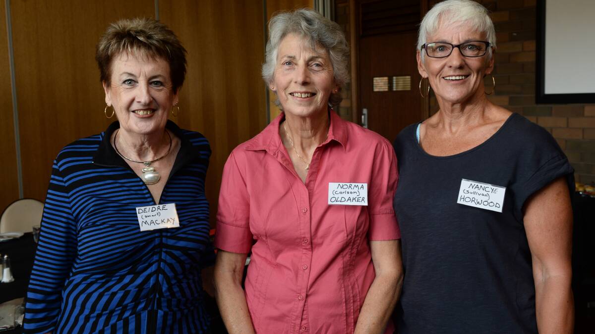Reunion for former Ballarat East High School students. @ MidCity  L-R - Deidre Smart, Norma Carlson, Nancye Sullivan (e in Nancye correct)