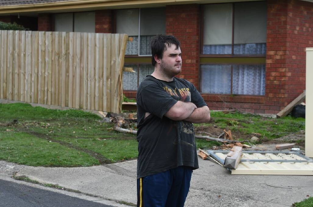 Jason Trickey looks on after a car came within metres of his bedroom. PICTURE: LACHLAN BENCE