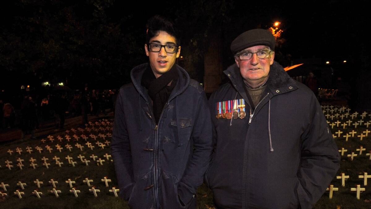 James and Allan McKinnon at the dawn service. PICTURE: JEREMY BANNISTER