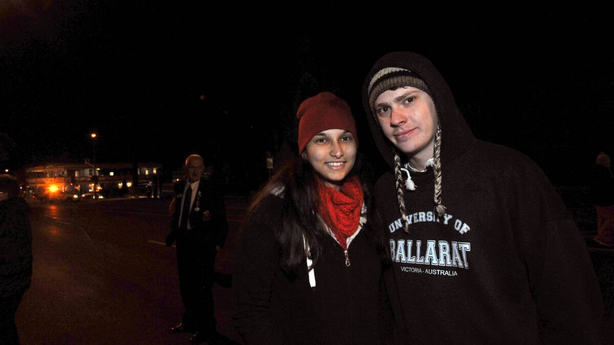 Claire Clissold and Jake Mazur at the dawn service. PICTURE: JEREMY BANNISTER