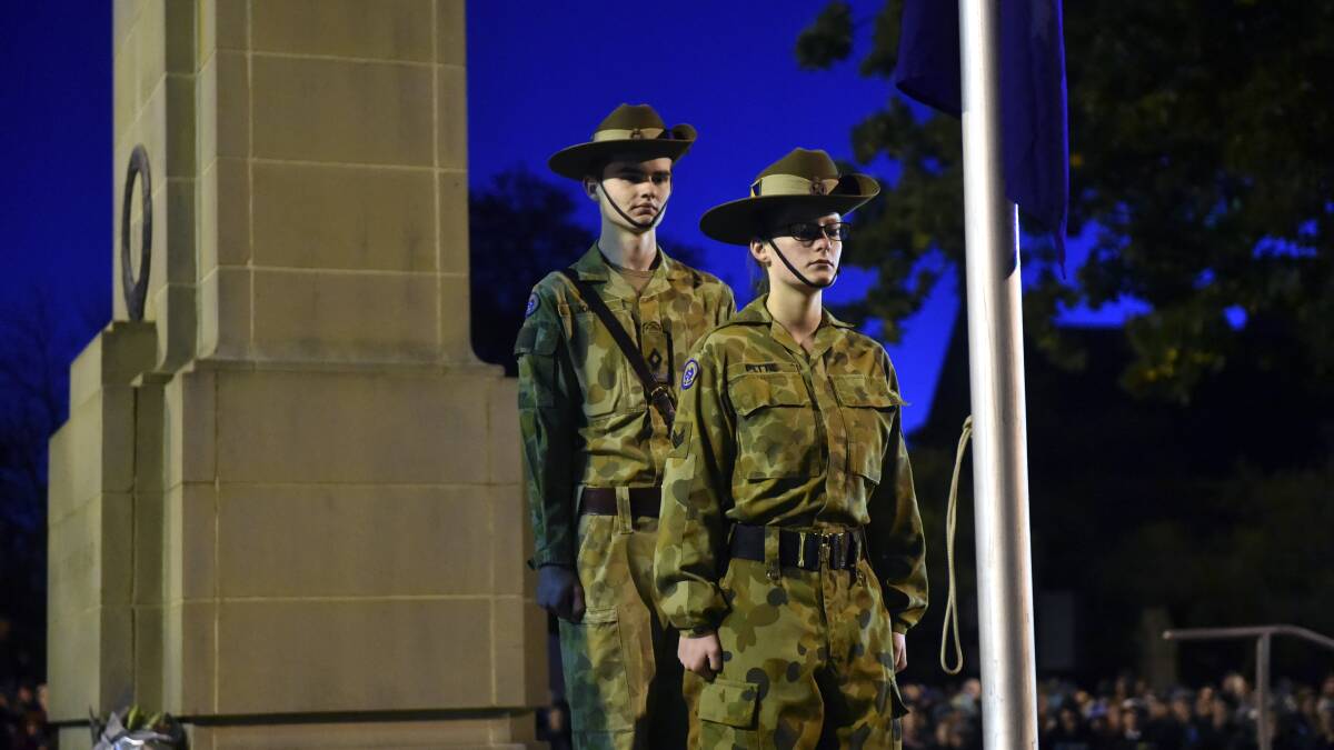 The Catafalque and Flag Party at the dawn service. PICTURE: JEREMY BANNISTER