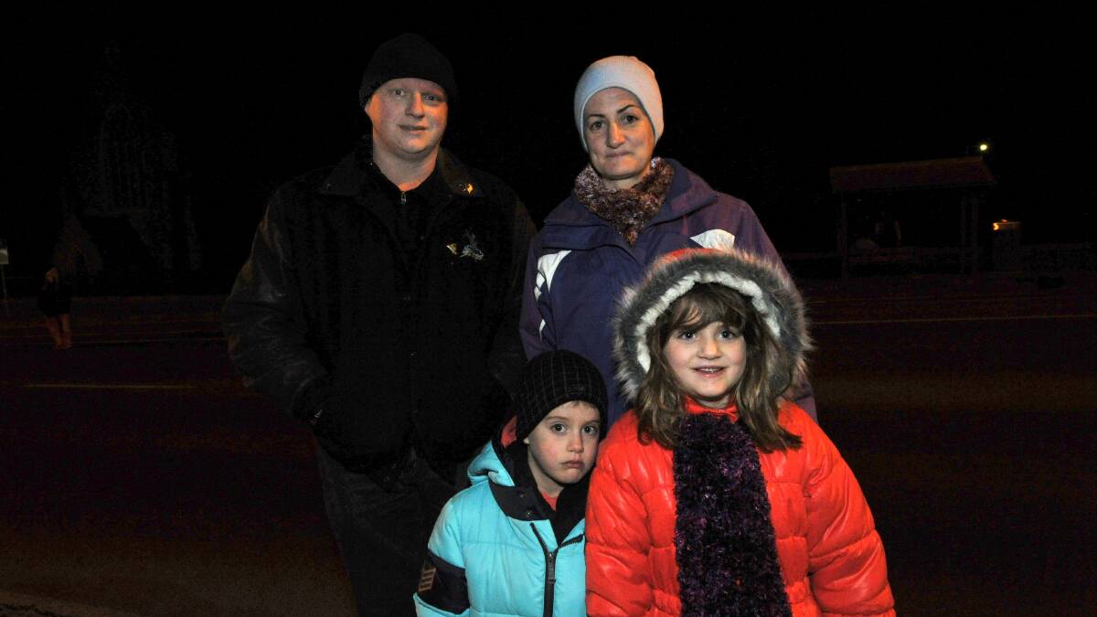 Dean and Sarah Watts with children Cooper and Giaan at the dawn service. PICTURE: JEREMY BANNISTER