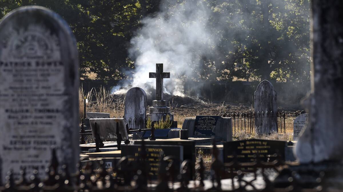 A morning service at Creswick's cemetery. PICTURE: JUSTIN WHITELOCK