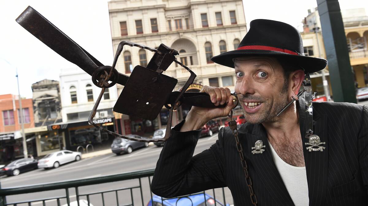 Shep Huntly promotes the upcoming World Sideshow Festival in Ballarat. PICTURE: JUSTIN WHITELOCK