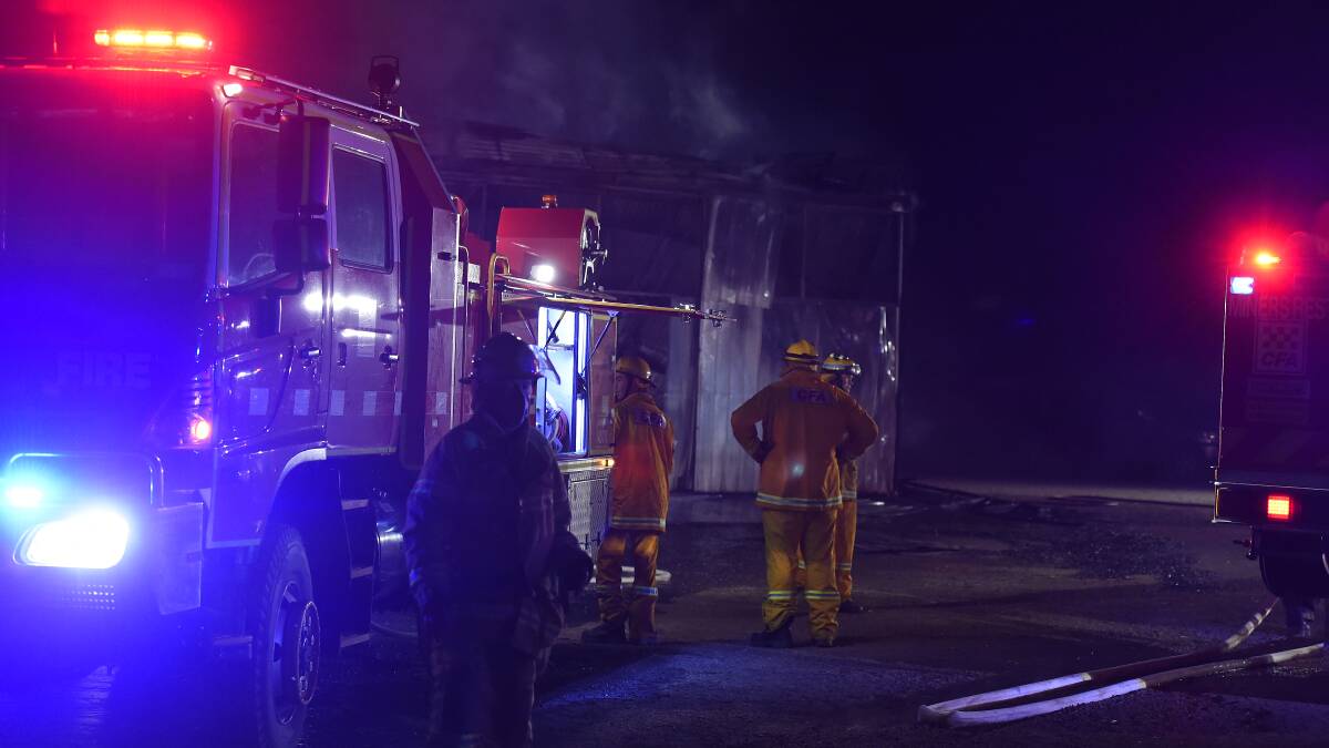 Shed fire at a piggery on Hendersons Road, Windermere. Picture: Justin Whitelock