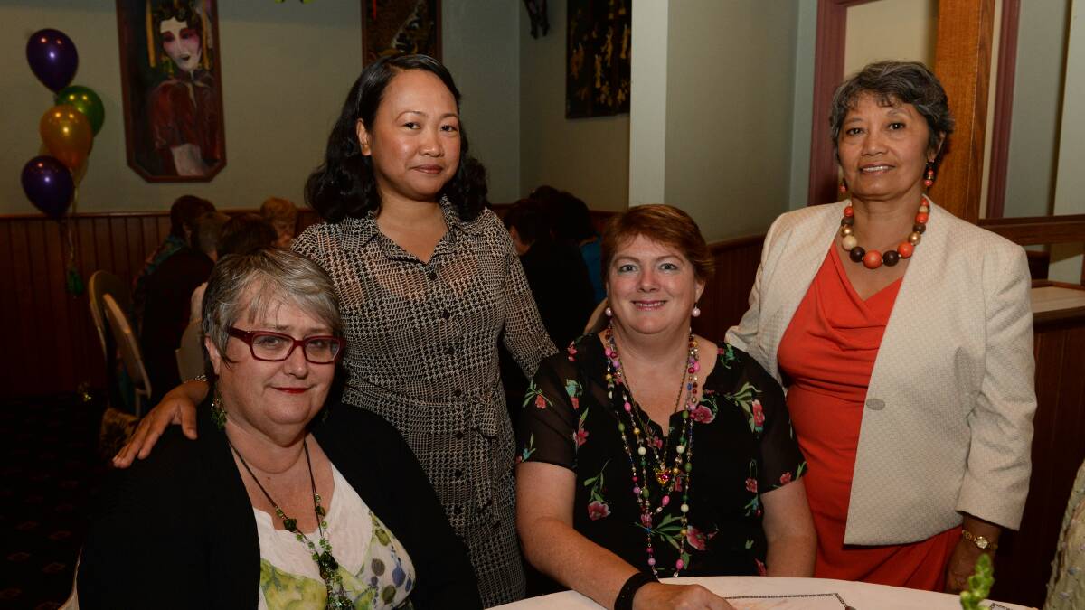 Regina Bantista, Nevita Drough, Robyn Alcock-Roddis, Jenny Corson at BRMC's international women's day dinner.