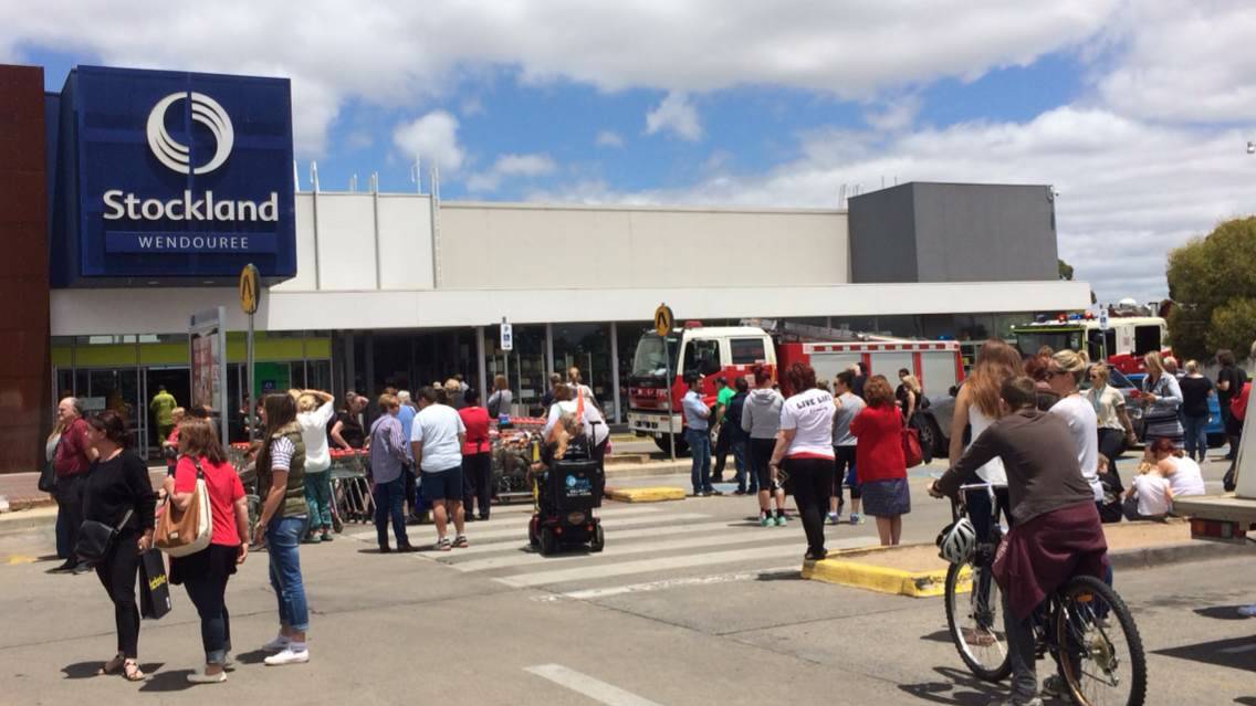 Shoppers evacuated. PICTURE: PATRICK BYRNE
