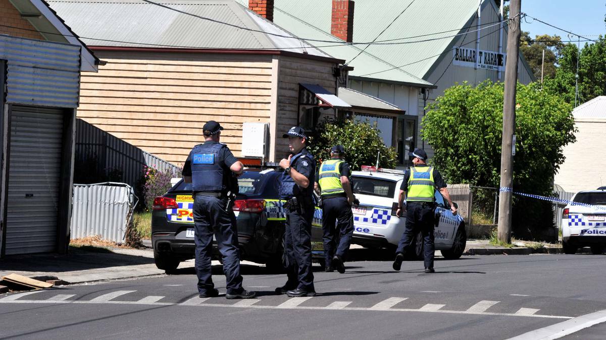 Police at the scene after a shot was fired inside a Ballarat house.