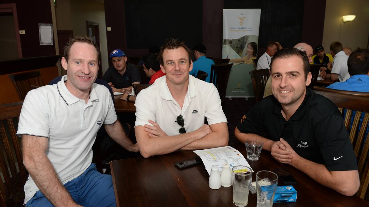 Andrew Young, Scott McPhedran and Pete Roberts at the Golf Day