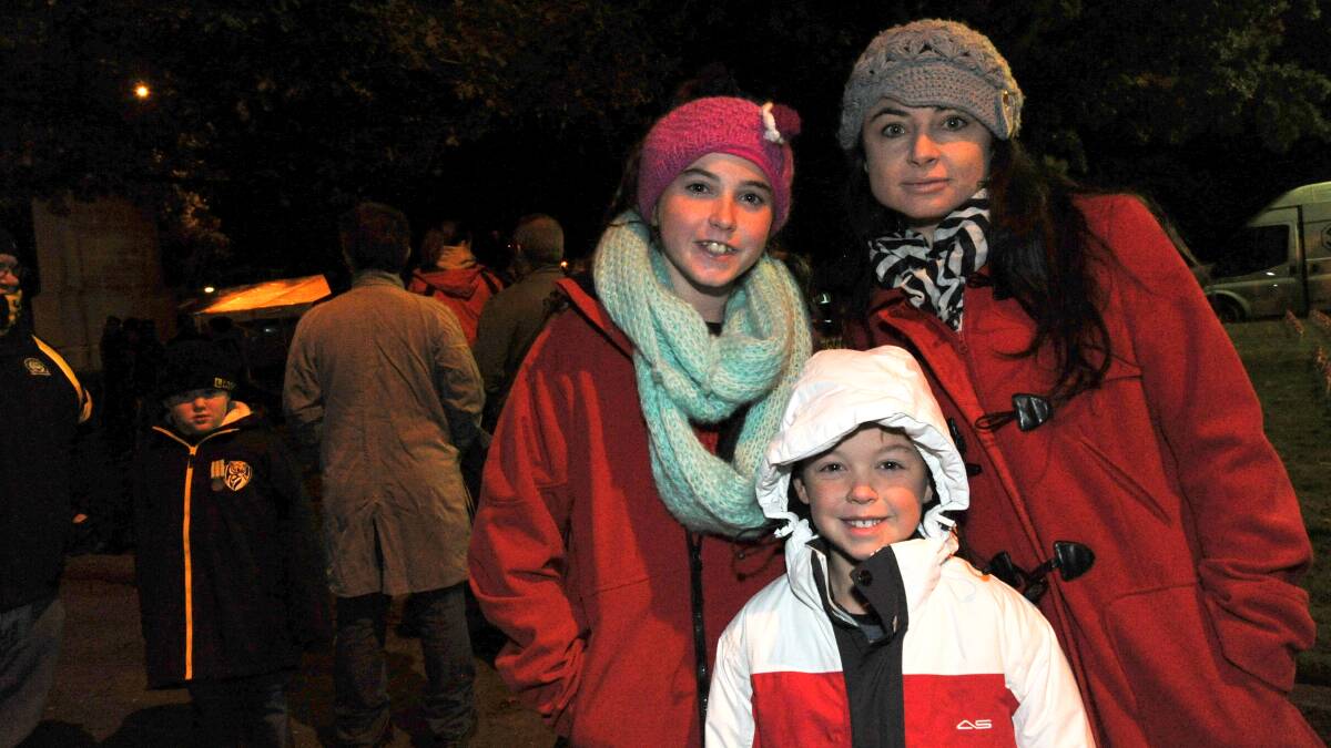 Latesha, Kyan and Sonia Shanks at the dawn service. PICTURE: JEREMY BANNISTER