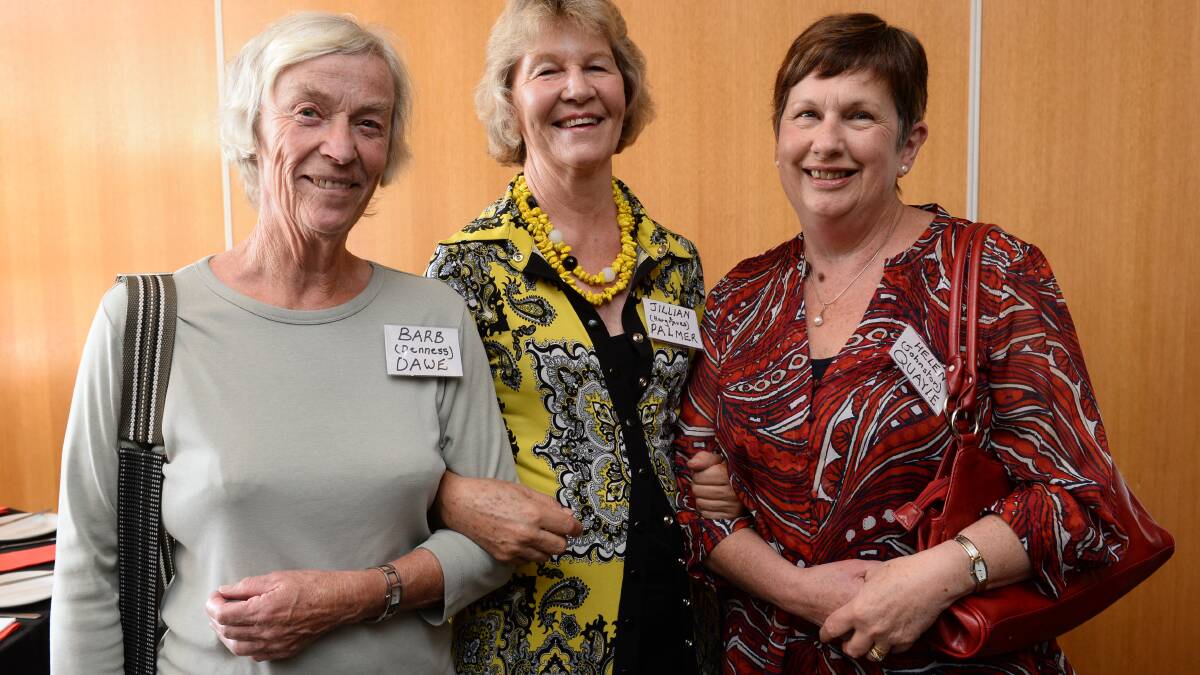 Reunion for former Ballarat East High School students. @ MidCity  L-R - Barb Denness, Jill Hargreaves, Helen Johnston. 