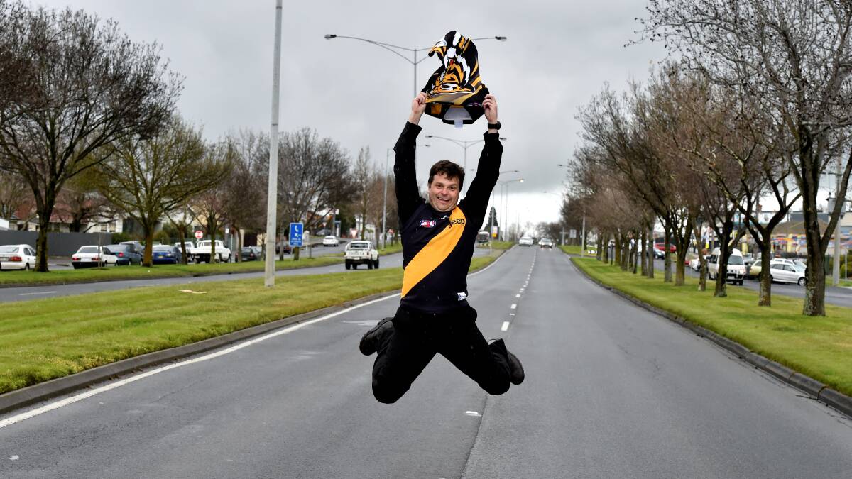 Gav McGrath is a little excited by the Tigers making the finals. PICTURE: JEREMY BANNISTER