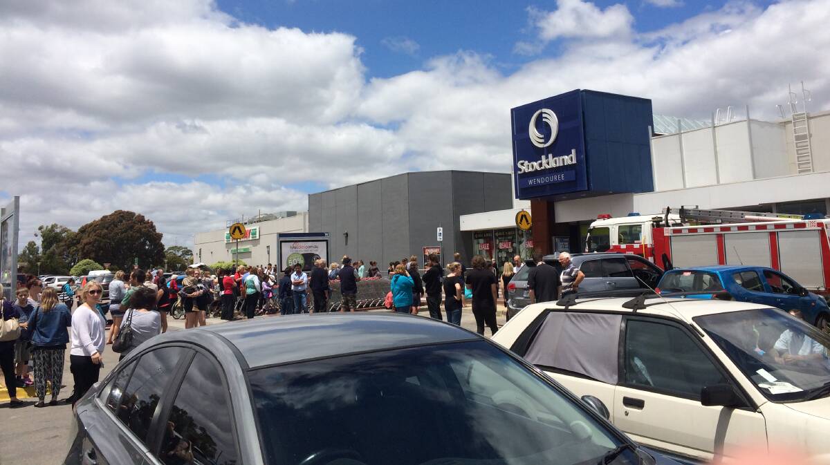 Shoppers evacuated after the fire on Friday afternoon. PICTURE: PATRICK BYRNE