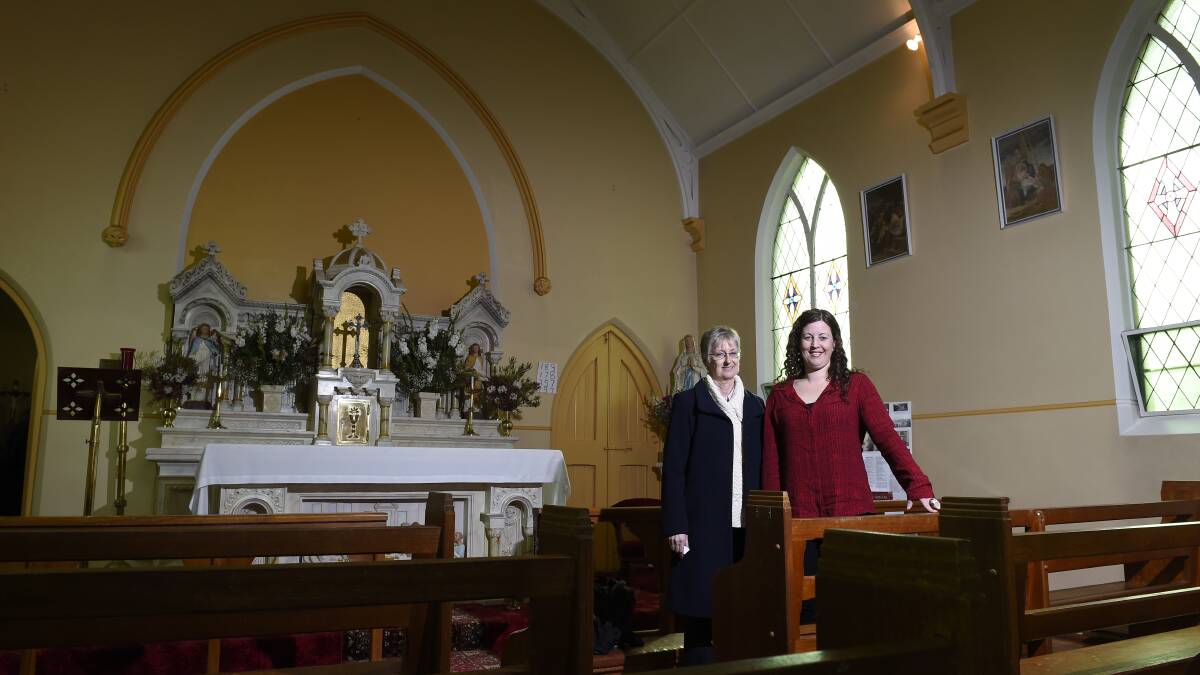Leanne Cull and her niece Rochelle Tynan, the great granddaughter of George and Annie, at St Peter's Church. PICTURE: Justin Whitelock 