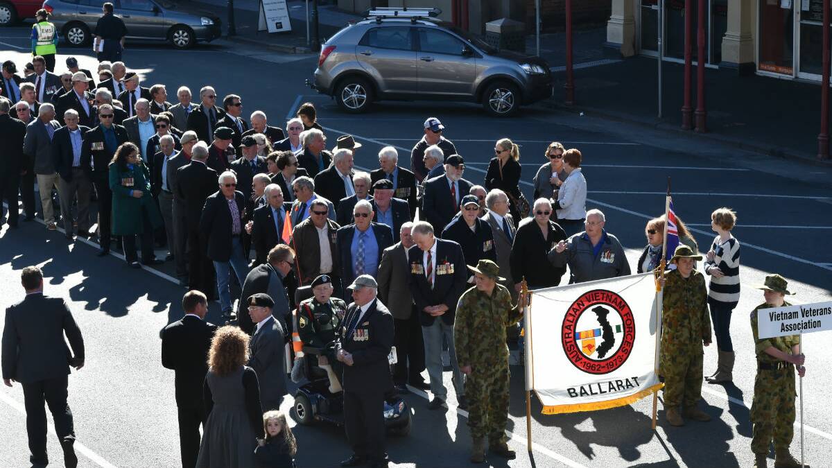 Members of the Vietnam Veterans Association gathering for the Anzac Day march. PICTURE: JEREMY BANNISTER