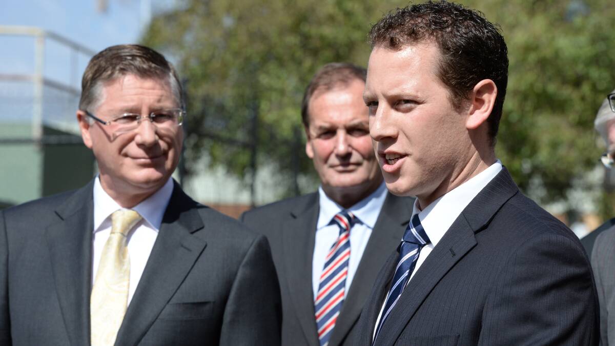 Premier Denis Napthine and Ballarat mayor Joshua Morris in March, 2014. PICTURE: KATE HEALY