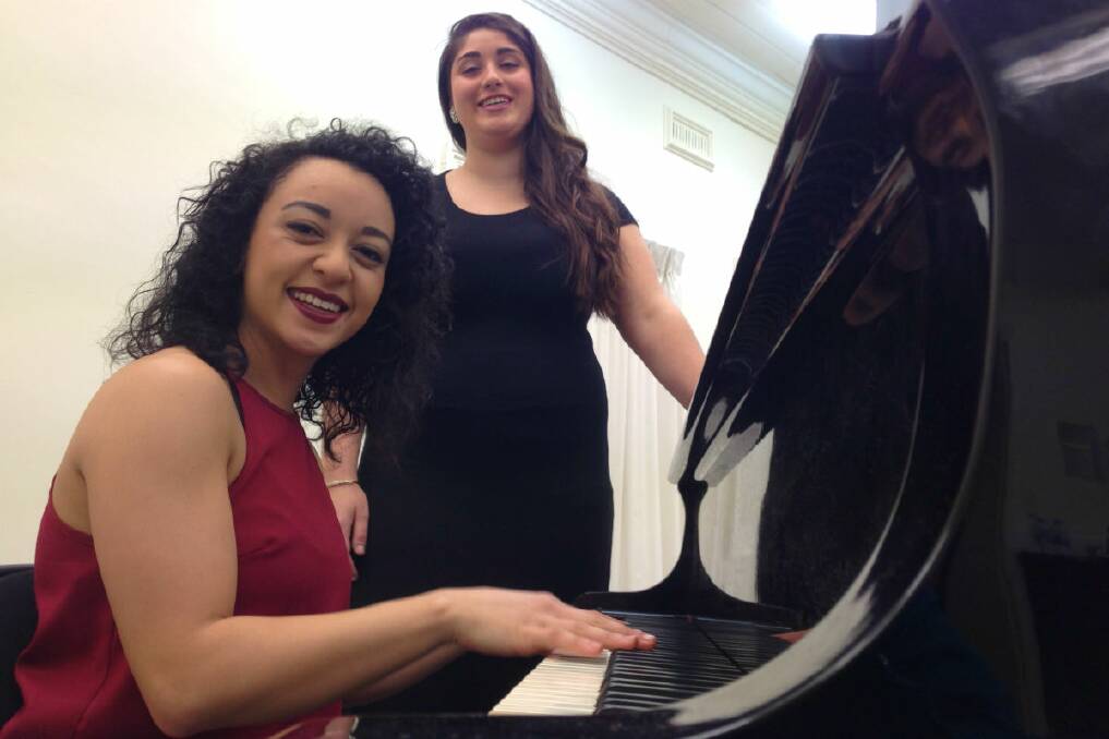 Anna Armenia and Rebecca Koroneos rehearsing for Bastille Day celebrations in Ballarat. PICTURE: KATE HEALY