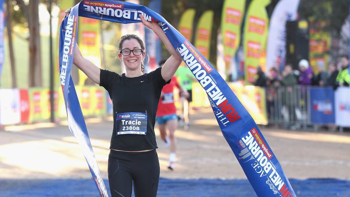 Ballarat’s Tracie Kaye was all smiles after claiming her first Run Melbourne title with a personal best time on Sunday. 