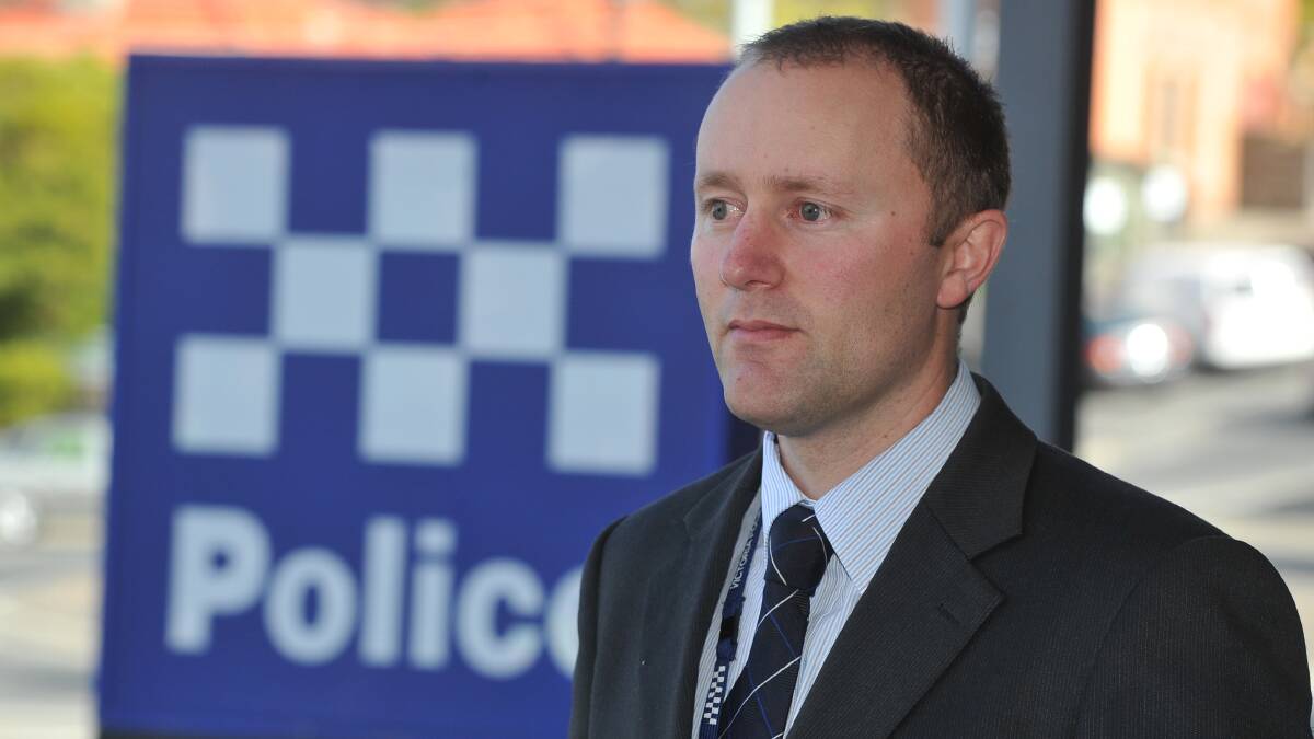 Ballarat Sexual Offences and Child Abuse Investigation Team Detective Acting Sergeant Adam Tink speaks at a press conference earlier today about two attempted child abductions at Daylesford Primary School. PICTURE: LACHLAN BENCE