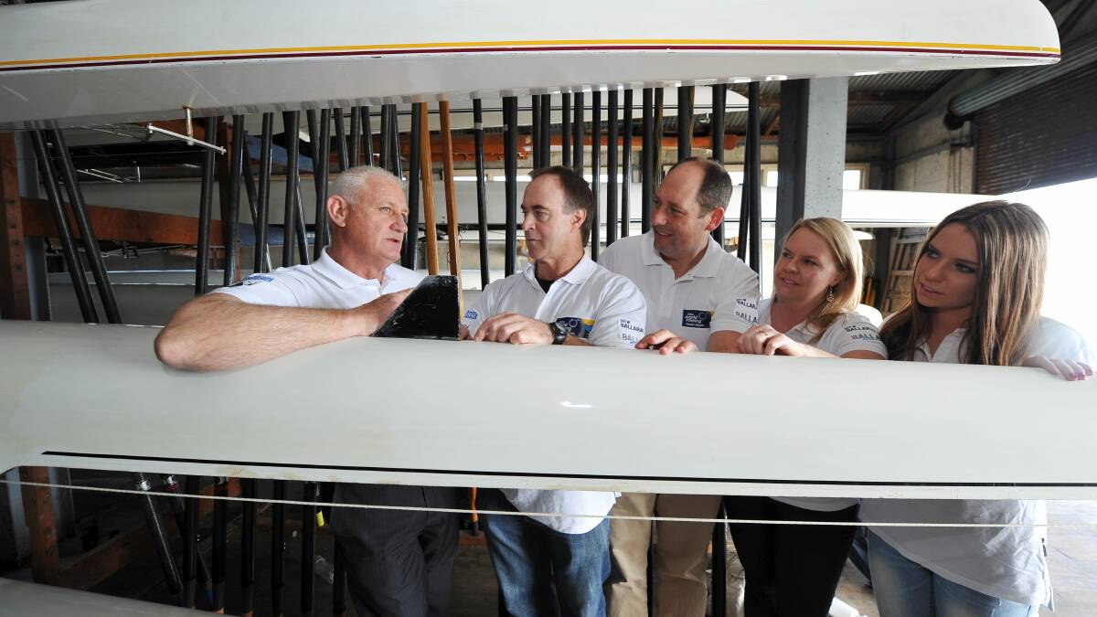 Barry Wright, Neville Collins, Jamie McDonald, Kelly Steegstra and Tayla Jarvis after a call went out for volunteers for next month's World Masters Rowing Championships.
