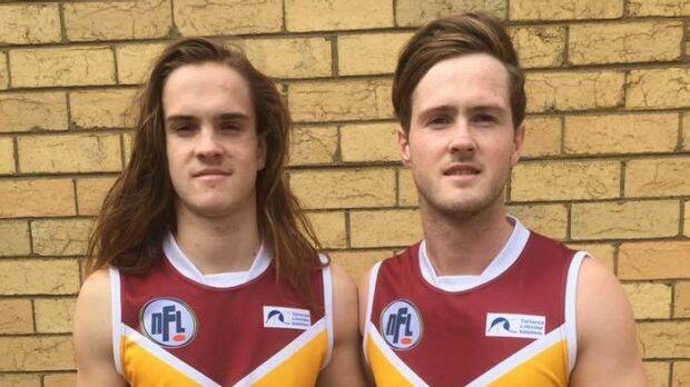 Brothers Patrick (left) and Lucas Cronin played for Lower Plenty's senior football team for the first time together in the hours before the fight.  
