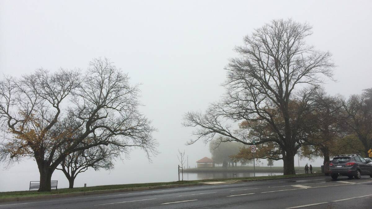 A foggy Lake Wendouree on Saturday morning. PIC: PAT BYRNE 