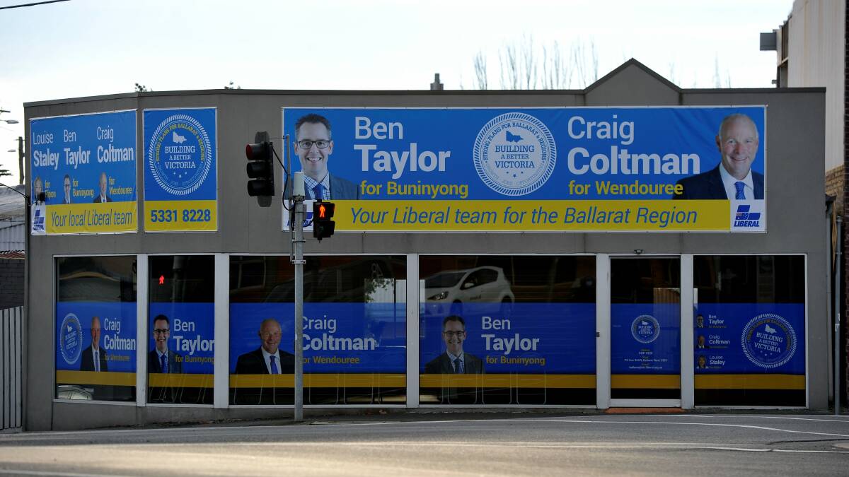 The Liberal campaign office at the corner of Mair and Humffray streets in Ballarat.