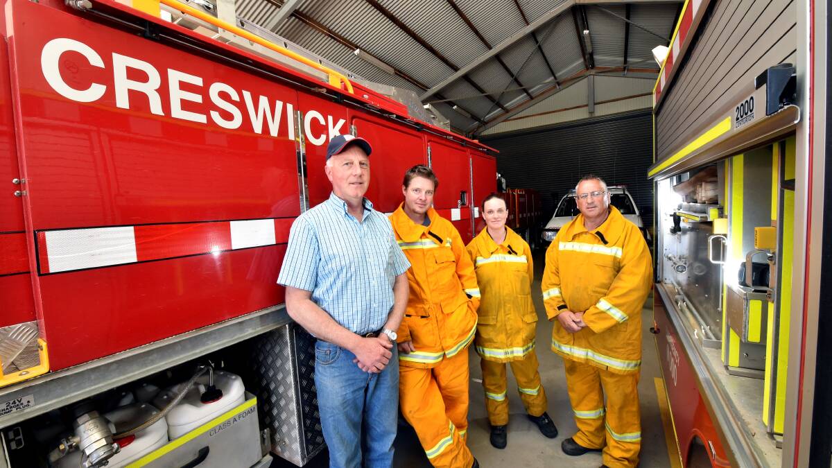 Creswick Group Officer Alan Hives, Second Lieutenant for Kingston Rob Haughie, Second Lieutenant for Creswick Alicia Hand and deputy Group Officer Mark Spenceley are prepared for the fire season. PICTURE: JEREMY BANNISTER