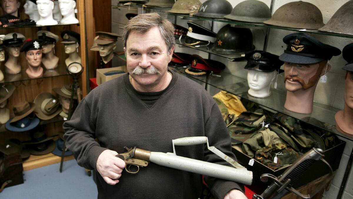  Military antiques collector Dave Wright is ready for the Eureka Arms and Militia Fair at the weekend. PICTURE: CRAIG HOLLOWAY