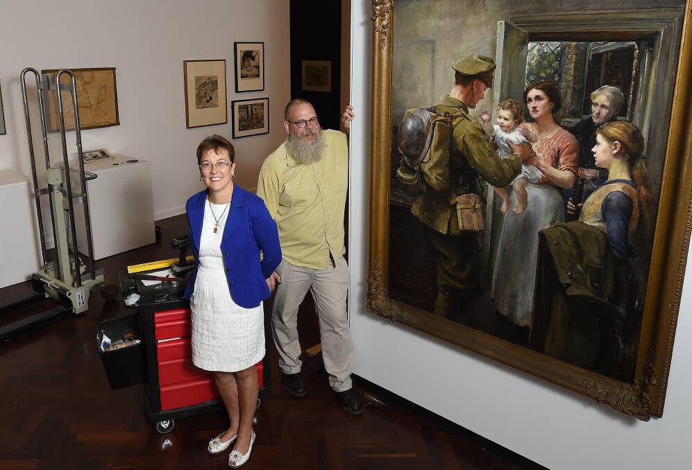 Art Galley of Ballarat director Gordon Morrison and gallery board chairman Vicki Coltman prepare for the exhibition opening. Picture: Justin Whitelock