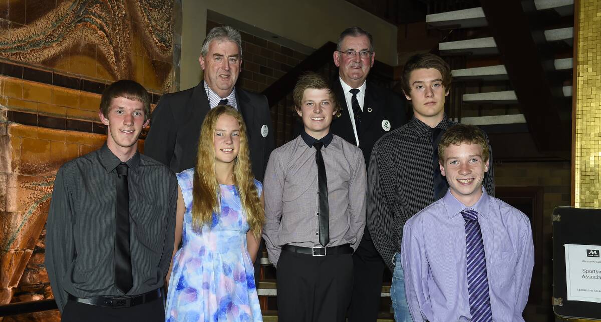 From back left, Peter McErvale and Bill Wilkins with, front from left, Jordan Stevens, Ashlea Bylsms, Corey Haase, Dylan Mallia and Anthony O’Hagan.