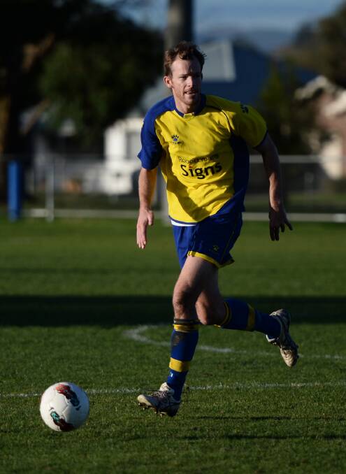 Sebastopol’s Jonathan Davey takes off with the ball. PICTURE: ADAM TRAFFORD