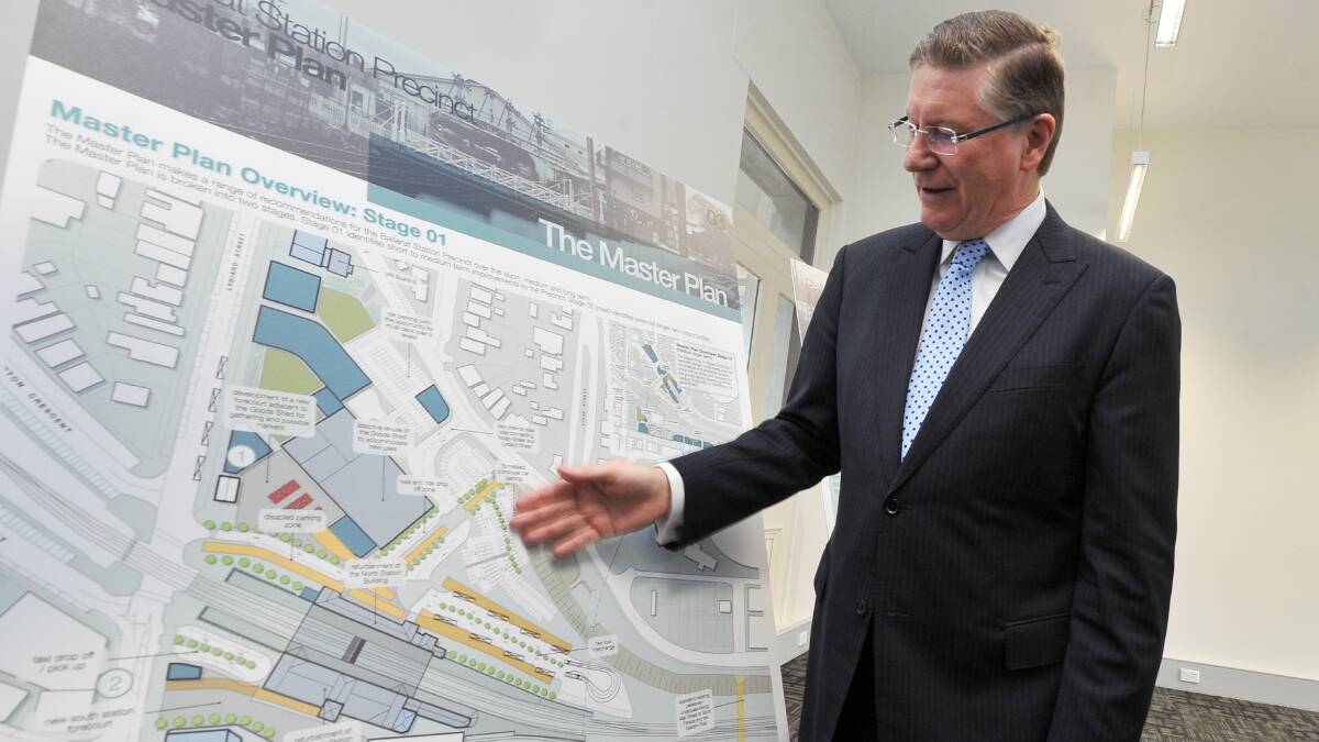 Premier Denis Napthine unveils the precinct plans. PICTURE: LACHLAN BENCE
