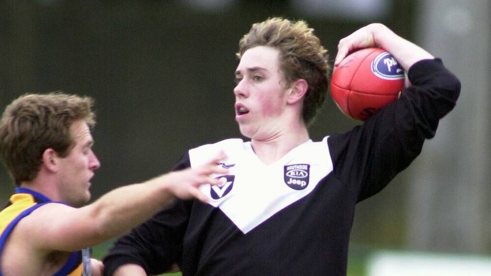 Early days: Nick Maxwell as a youngster playing for North Ballarat in 2002 –  his only season with the Roosters.
PICTURE: LACHLAN BENCE