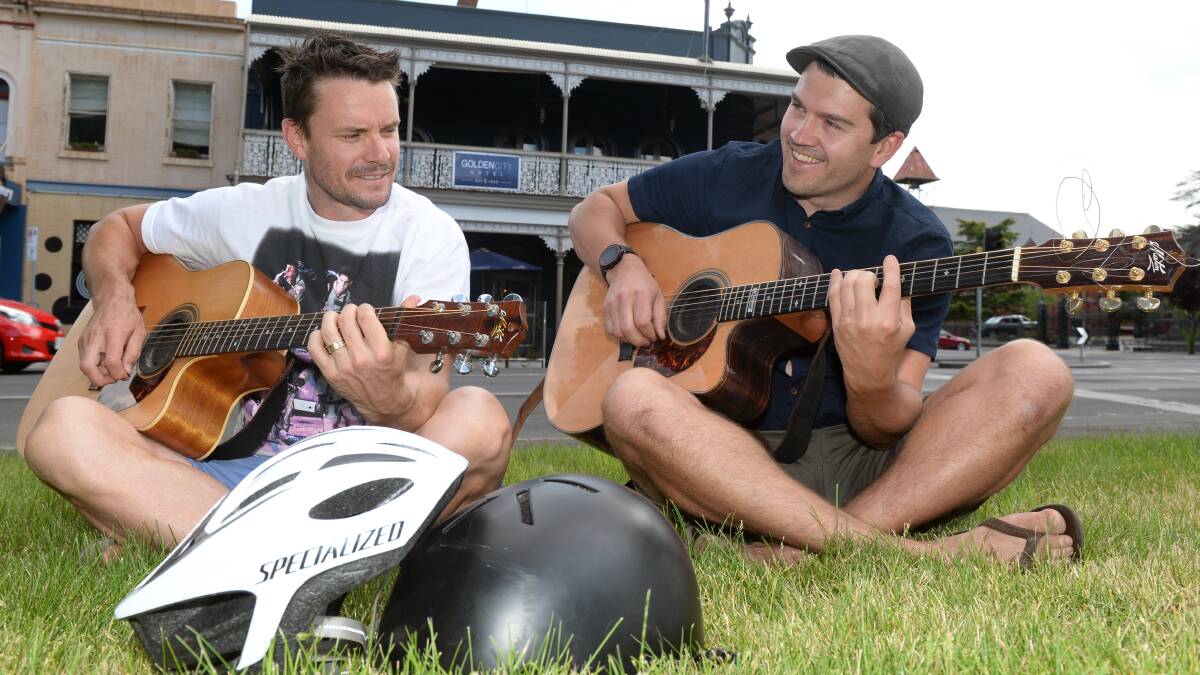 Jake Bridges and Chris Matthews rehearse for the Road National Championships entertainment.
PICTURE: KATE HEALY