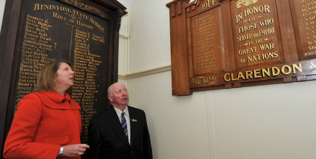 Ballarat MP Catherine King and Buninyong RSL past president Max Thorne. PICTURE: LACHLAN BENCE
