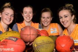 Nicole Hildebrand, Ingrid Duffy, Alexa Madden and Melinda Sands are set to pull on the boots for Redan’s newly formed senior women’s football team. PICTURE: KATE HEALY