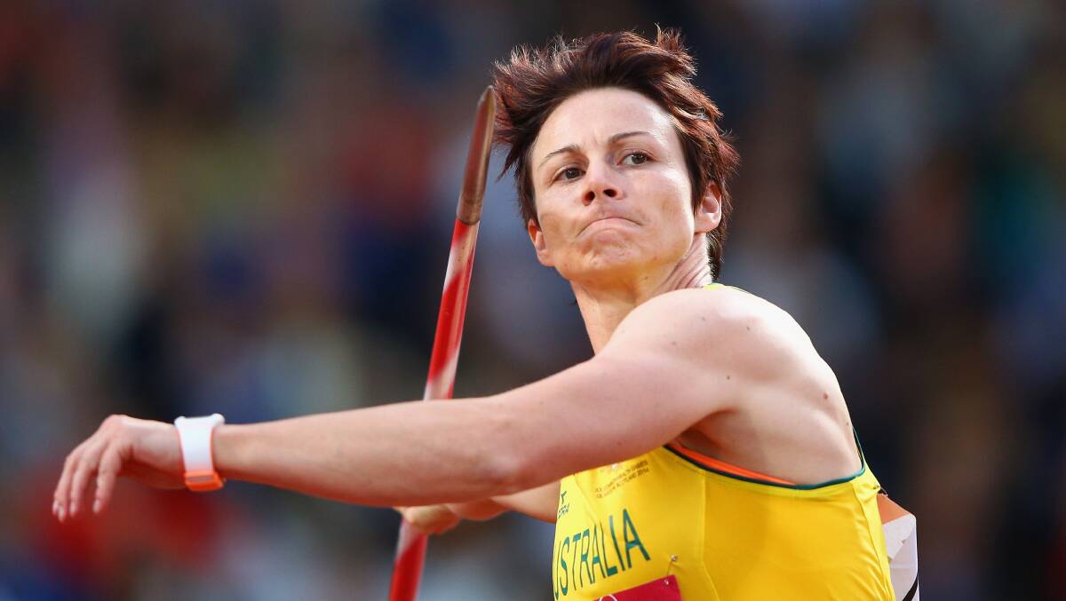 Kathryn Mitchell gives it everything in the women’s javelin at the Glasgow Commonwealth Games. Picture: Getty Images