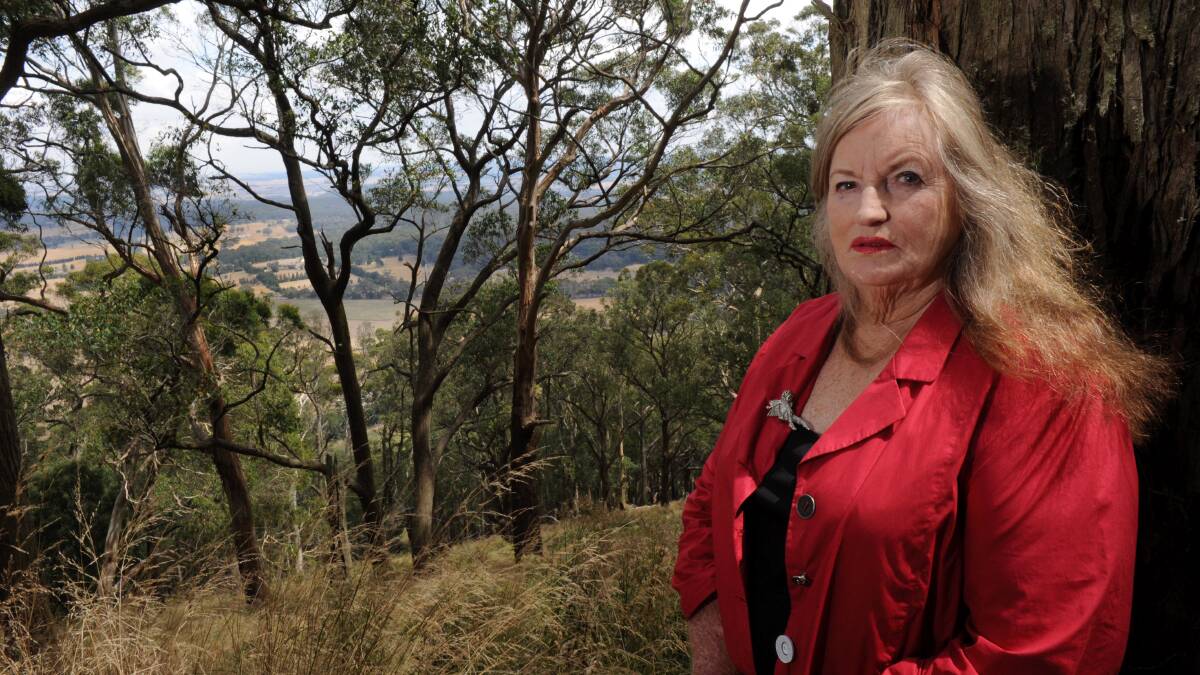 Shirley Macey on Mt Buninyong at the site where her daughter Belinda Williams' body was discovered about 10 years ago.