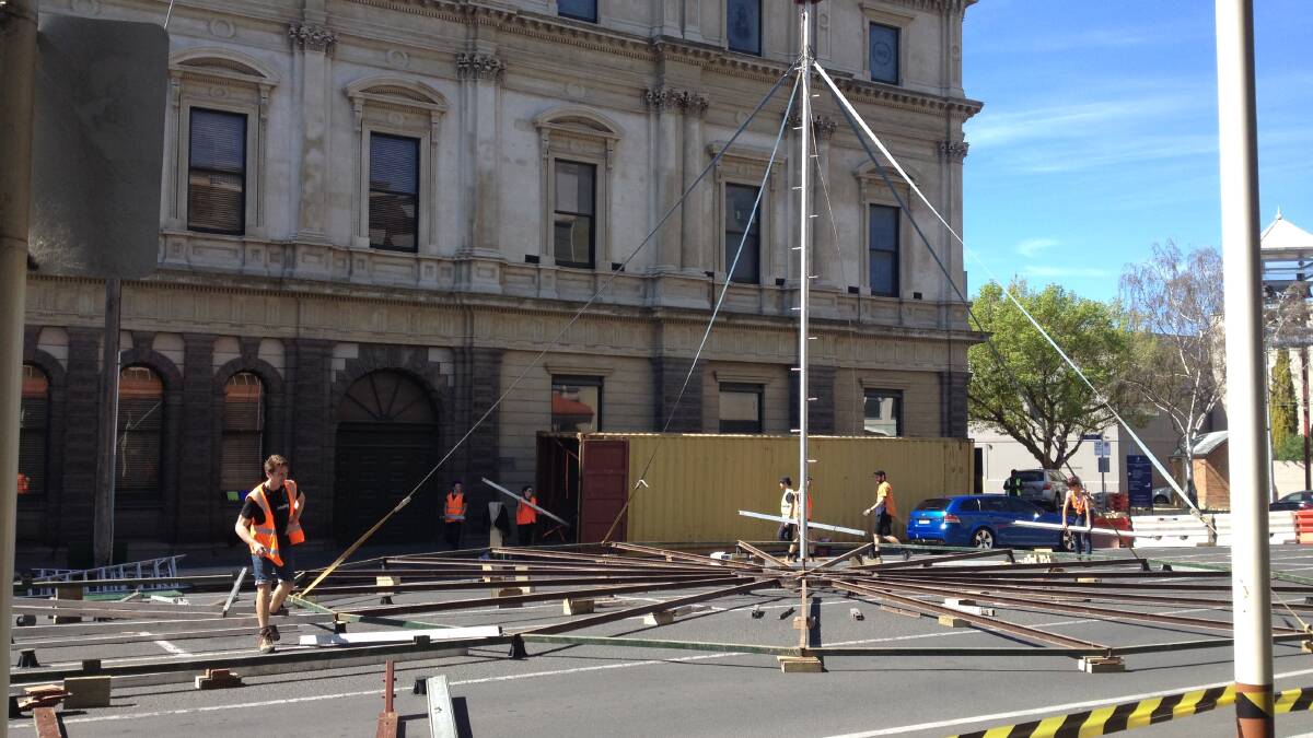 Armstrong Street South closes at the Deluxe Spiegeltent goes up. PICTURE: NICOLE CAIRNS