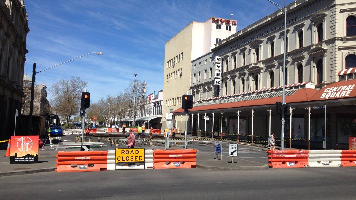Armstrong Street South closes at the Deluxe Spiegeltent goes up. PICTURE: NICOLE CAIRNS