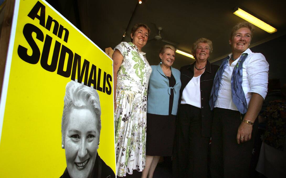 Bronwyn Bishop visited the South Coast in February 2007 to launch Liberal candidate Anne Sudmalis' election campaign. She is pictured with then Kiama Mayor Sandra McCarthy and Member for Gilmore Joanna Gash. Picture: SYLVIA LIBER