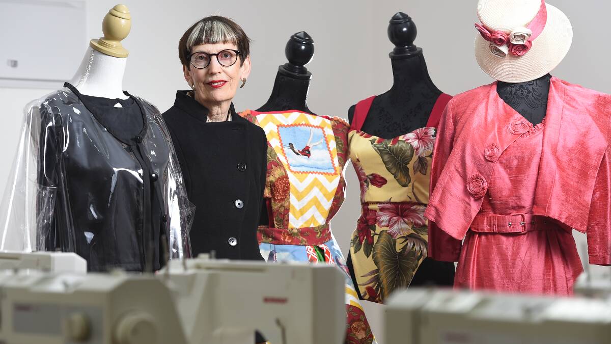 Jennifer Leigh with fine fashion items produced by Loreto College's product design and technology course graduates which will be on display at the Ballarat Rural Lifestyle Expo. Picture: Justin Whitelock