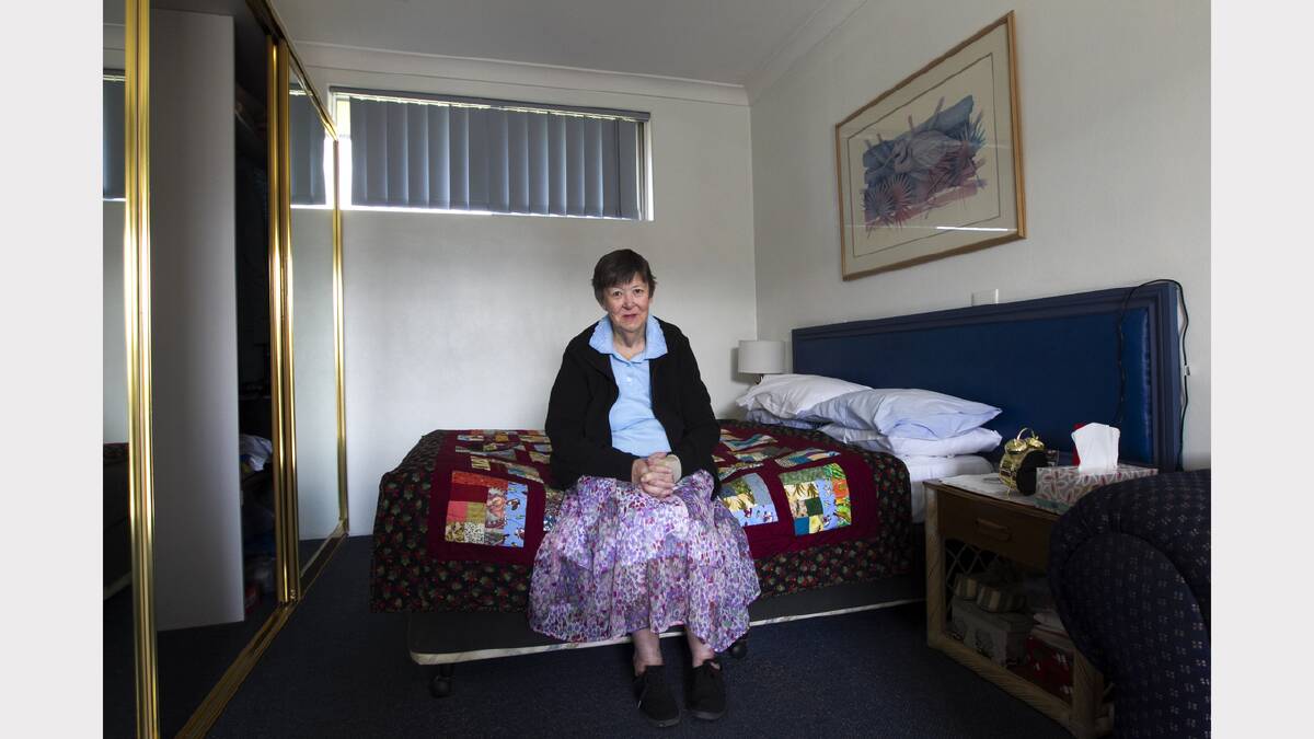 "I've got to stay positive, that's important," said Robyn Murrell, 67, who has been living at the Tall Timbers motel since her unit was destroyed by floodwaters in the April superstorm. Photo: Ella Rubeli